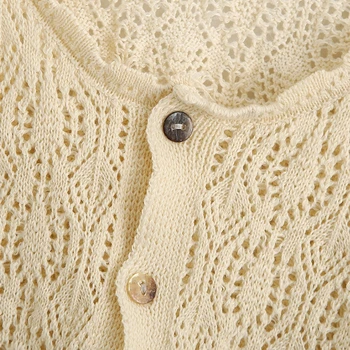 Jaunā sieviešu modes dobi no mežģīņu izšuvumi raibs trikotāžas casual slim plānais džemperis ladies sweet pogas, džemperi, topi S257