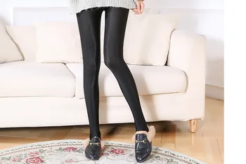 Jaunā Sieviešu Spīdīgu Melnu Skaida Legging Dāmas Push Up Slim Stulpiņi Stretchy Soft Plus Izmērs S-5XL Sieviešu Zeķes Leotardos Bikses