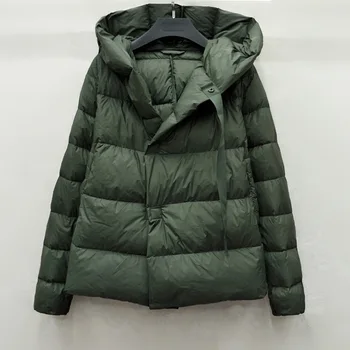 Jaunā stila ziemas sieviešu modes kapuci zaudēt melnā ultra light duck down coat plus lieluma sieviešu jaka silta lielajam virsdrēbes
