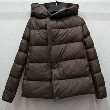 Jaunā stila ziemas sieviešu modes kapuci zaudēt melnā ultra light duck down coat plus lieluma sieviešu jaka silta lielajam virsdrēbes