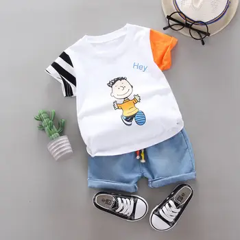 Jaunā Vasaras Bērnu Ikdienas Apģērbs Atbilstu Baby Zēni Meitenes raibs Karikatūra T Krekls, Bikses, 2gab/komplekts Bērniem, Zīdaiņu Modes Sporta