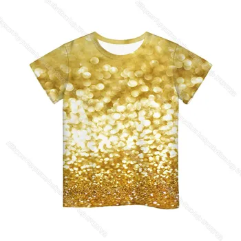 Jaunā Vasaras Bērnu Spīdīga Zelta 3D Druka T Kreklu Bērniem Smieklīgi Tshirt Zēni Meitenes Krāsains T-krekls Camiseta Skolas Toddler t-veida Topi