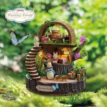 Jaunākās Lelle, Mājas mēbeles, Mēbeles Diy Miniatūras 3D Koka Miniaturas Namiņš Rotaļlietas Bērniem Dzimšanas dienas Dāvanas Fantasy Meža Y005
