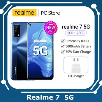 Jaunākās Realme7 5G Globālo Versiju, 6GB+128GB Pilnekrāna 120Hz Displejs 5000mAh 30W Dart Maksas 48MP Kamera Viedtālrunis
