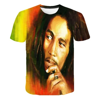 Jaunākās vasaras Modes jauns Hip hop T-krekli Regeja iniciatore Bob Marley 3d drukas Vīrieši Sievietes ikdienas O-veida Kakla ģitāras t krekls top 6XL