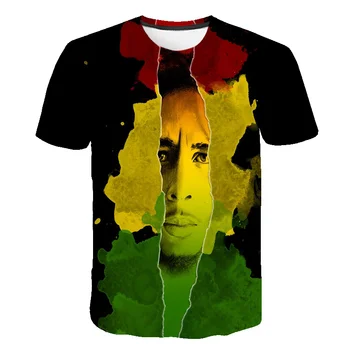Jaunākās vasaras Modes jauns Hip hop T-krekli Regeja iniciatore Bob Marley 3d drukas Vīrieši Sievietes ikdienas O-veida Kakla ģitāras t krekls top 6XL