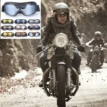Jaunākās Vintage Ādas Motociklu Aizsargbrilles Collapsibl Brilles Jet Pilot 4 Krāsu Saulesbrilles