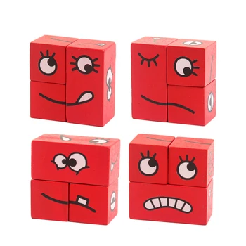 Jaunās Montessori Koka Atbilstošas Sejas Mainās Karikatūra Magic Cube Loģiskās Domāšanas Apmācība, Puzles, Rotaļlietas, Bērnu Izglītības Dāvanu