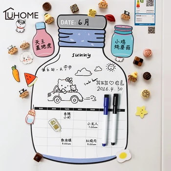 Jautri Pudeles Dizains Magnētisko Sausās Tīrīšanas Kalendāra Ledusskapis Uzlīme Baltā Tāfele Ģimenes Grafiks Nedēļu Ikmēneša Plānotājs Laika Pārvaldība