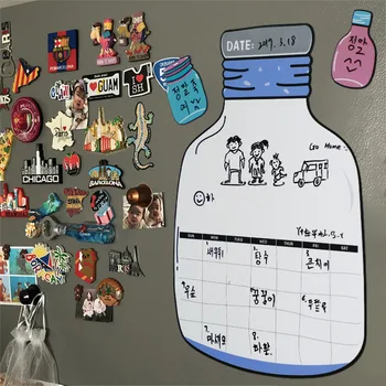 Jautri Pudeles Dizains Magnētisko Sausās Tīrīšanas Kalendāra Ledusskapis Uzlīme Baltā Tāfele Ģimenes Grafiks Nedēļu Ikmēneša Plānotājs Laika Pārvaldība
