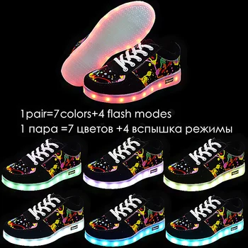 JawayKids 11 krāsas led gaismas apavi mīļotājiem led kurpes zēniem meitenes unisex kvēlojošs čības usb Gaismas lumineuse čības bērniem