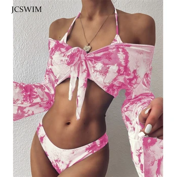 JCSWIM Apsēju, Bikini, Peldkostīmi Sievietēm Trīs Gabalus Vasaras 2020. Gadam garām Piedurknēm Peldēšanas peldkostīms, Beachwear Brazīlijas Peldkostīmu Biquini