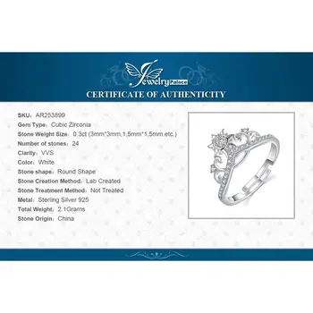 JewelryPalace Kubiskā Cirkonija Tiara Vainagu Regulējams Atvērt Gredzens 925 Sterling Silver Gredzeni Sieviešu Rotaslietu izgatavošana Engagemen Gredzeni