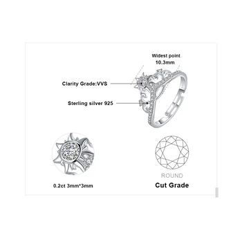 JewelryPalace Kubiskā Cirkonija Tiara Vainagu Regulējams Atvērt Gredzens 925 Sterling Silver Gredzeni Sieviešu Rotaslietu izgatavošana Engagemen Gredzeni