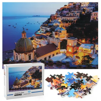 Jigsaw Puzzle 1000 Gabals - Sapņains Positano - Parakstu Vākšana Krēslā Jūras Redzes Liels Puzzle Spēle, Mākslas darbu Pieaugušajiem, Pusaudžiem