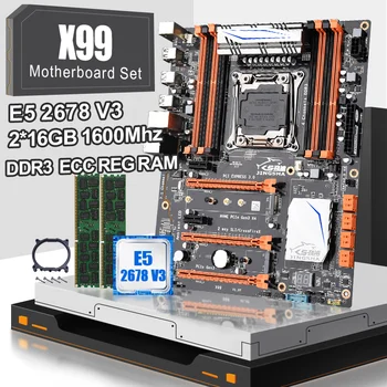 JINGSHA mātesplati X99 lga 2011-3 mātesplati, kas ar CPU E5 2678V3 un 2*16GB DDR3 1600 ECC REG RAM