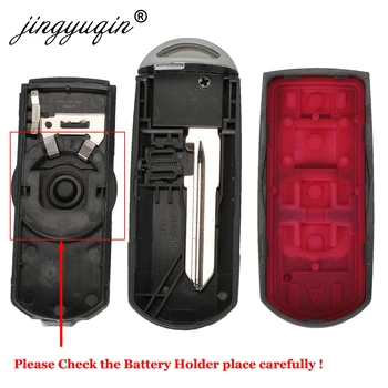 Jingyuqin 10pcs priekš Mazda 3 6 CX-3 CX-5 Nomaiņa 3/ 2+1/ 4 Pogu Smart Remote Auto Atslēgu Apvalks Gadījumā Fob Red Turiet MAZ24R Asmens