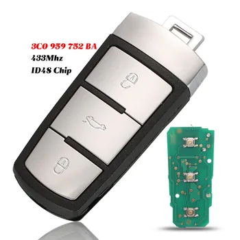 Jingyuqin 3Buttons Smart Remote Auto Atslēgu Piekariņu Volkswagen 3C0 959 752 BA 434Mhz ID48 Čipu VW Passat B6 3C B7 Magotan CC