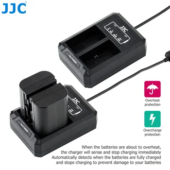 JJC Dual USB Akumulatora Lādētājs Canon LP-E6 LP-E6N EOS R R5 R6 6D Mark II 5D Mark IV III II 70D 80D 6D 7D Aizstāj LC-E6 LC-E6E