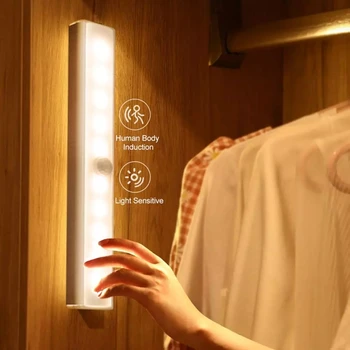 JLAPRIRA Kustības Sensors ar Bezvadu LED Nakts Apgaismojums, Guļamistaba Dekori Gaismas Detektors Dekoratīvās Sienas Lampa, Kāpņu Skapis Istabā, Eju L