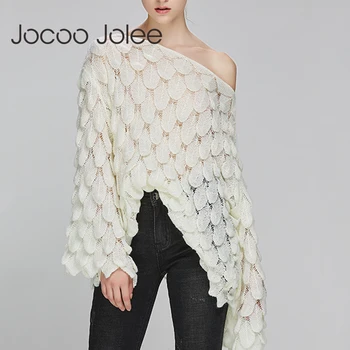 Jocoo Jolee Elegants Džemperis Sievietēm 2018 Gadījuma Modes Zaudēt Sieviešu Džemperi un Puloveri Gudrs 3D Rozā Balts Džemperis Sueter Mujer