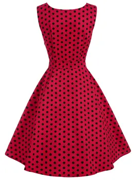 Joineles Vintage Kleita Sievietēm Dot Drukas Pin Up Kleita-Line Puse Kleitas Sarkanā Vestidos