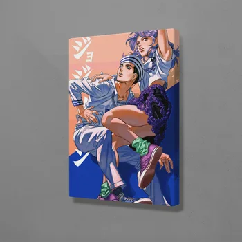 JOJO 8. Daļa JoJolion Anime Koka Karkasa Sienas Mākslas Audekls Apdare plakātu izdrukas par dzīvojamo istabu Mājas Rāmis dekoru Krāsošana