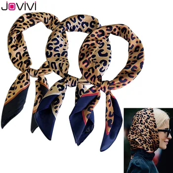 Jovivi 1pc Jaunu Modes Sieviešu Leopard Zīda Sajūta Laukumā, Šalle Modes Neckerchief Zīda Lakatu 3 Krāsas, pēc Izvēles