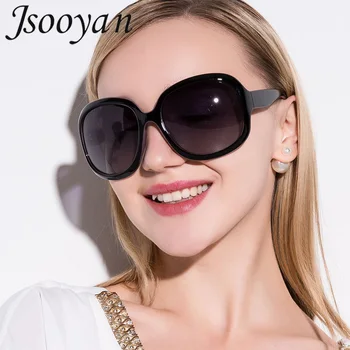 Jsooyan Lielgabarīta Polarizētās Saulesbrilles Sieviešu Luksusa Zīmola Dizaineri, Ovālas Saules Brilles Vintage Black Toņos UV400 zonnebril dames