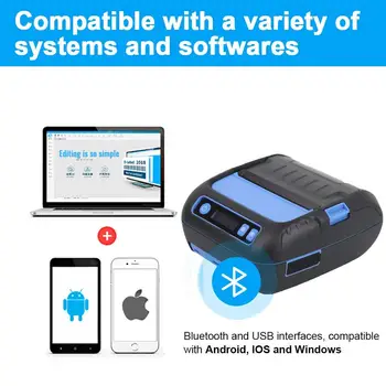 Jubilejas termoprinteri Etiķetes Saņemšanas Printeri 80mm Portatīvie Mini Mobile Printer Bluetooth Etiķetes Maker Atbalsta POS Android vai IOS