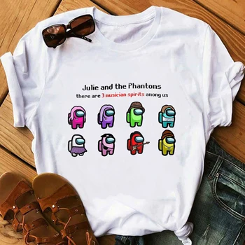 Julie Un Phantoms Graphit Tshirts Sievietēm Spēles Starp Mums Karikatūra Izdrukāt T Krekls Femme Harajuku Kawaii Drēbes, Sieviešu T-Krekls