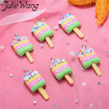 Julie Wang 10PCS Polimēra Māla saldējums Pārtikas Roku darbs Krāsains Šarmu, Kuloni, Tālrunis Apdare Secinājumi Piederumu, Rotaslietu izgatavošana
