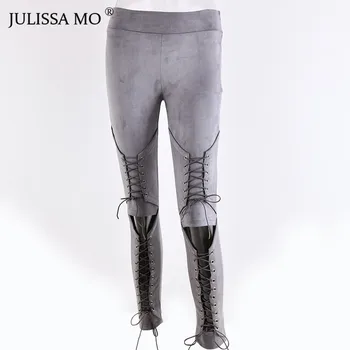 JULISSA MO Zamšādas Bodycon Pārsējs Bikses Sieviešu Rudens Ziemas Legging Sexy Slim Kluba Puses Bikses Sievietēm, Dāmas Zīmuli Bikses 2020