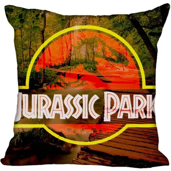 Jurassic Park Logo Kvadrātveida Spilvens Segums Zippered 45x45cm(Vienā Pusē) Auto Sēdekļa Atzveltnes Spilvenu Vāks Mājas Guļamistaba Viesnīcu Gultas