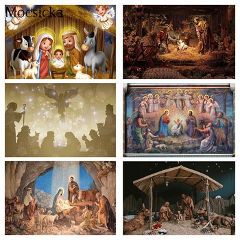 Jēzus Dzimšanas Horoskops Ainas Fotogrāfijas Fons, Ziemassvētku Figūriņas Jēzus Fona Vecās Koka Gans Ziemassvētku Foto Atvašu Aksesuāri