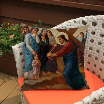 Jēzus Portrets Modelis Mest Spilvens Gadījumā Jaunavas Marijas Kristietība Dievinu Mājas Apdare Kvadrātveida Spilvens Segums Dīvāna Spilvena Segums