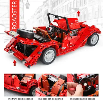 KADA Jalopy Roadster Klasisko Auto Radītājs Tehnika Automašīnām Rotaļlietas Modeli, Celtniecības Bloki, Ķieģeļi, Pilsētu Modeļus, DIY (do it yourself, Rotaļlietas Bērniem, Zēni