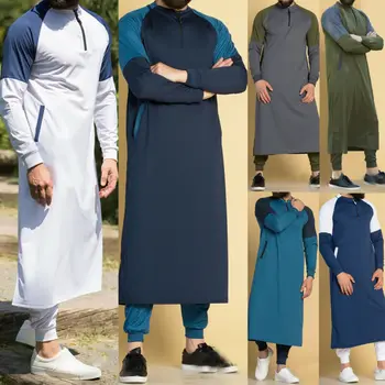 Kaftan Vīriešiem, Dubaija Thobe Islāma Musulmaņu Apģērbu Arābu Katara Drēbes, Krekls Ar Garām Piedurknēm Topi Saūda Arābija Tradicionālo Tērpu, Tērpi