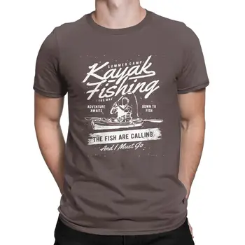 Kajaks Zvejas Zivju Zvanāt, T Krekli Vīriešu Smieklīgs T-Krekls Ar Apaļu Kakla Smieklīgi Zvejnieks Tees Īsām Piedurknēm Apģērbu Plus Lieluma