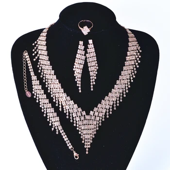 Kaklarota Juvelierizstrādājumu Komplekts Komplekti Sievietēm Rhinestone sānslīdi kaklasaite Līgavas Kāzu Luksusa Balli Modes skate Piederumi CORUIXI N305119
