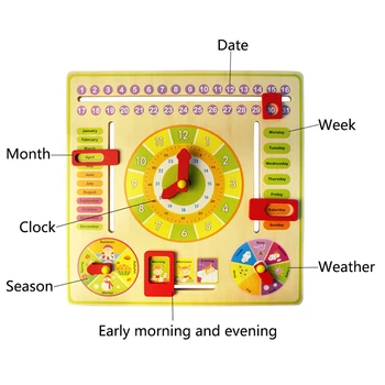 Kalendārs Pulkstenis Baby Puzzle Bērniem, Rotaļlietas, Multiplikācijas filmu Kalendārs un Pulkstenis Koka Numuri, Matemātika, Pirmsskolas Pirmsskolas Izglītību Bērniem