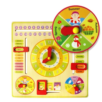 Kalendārs Pulkstenis Baby Puzzle Bērniem, Rotaļlietas, Multiplikācijas filmu Kalendārs un Pulkstenis Koka Numuri, Matemātika, Pirmsskolas Pirmsskolas Izglītību Bērniem