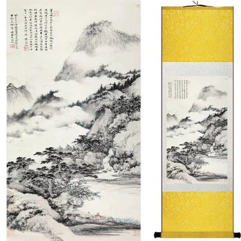 Kalnu un Upju glezniecības Mājas Biroja Apdare Ķīnas ritiniet ainavu glezniecības mākslas glezniecības 2018071204