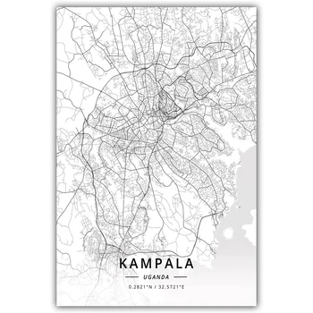 Kampala Ugandā Kartes Plakāts