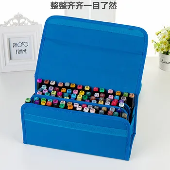 Kancelejas preces mākslas marķieri, pildspalvas, somas krāsošana rūtiņu atzīmēt pen soma, maisiņš skiču rīki uzglabāšanas soma organizators soma 80 caurums zīmuļa gadījumā liela