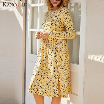 KANCOOLD kleita Sieviešu Modes Sexy Dzīvnieku Print Slim Kabatas Džemperis ar garām Piedurknēm Kleita Impērijas-Line jaunu kleitu sievietēm 2019DEC16