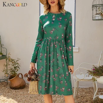 KANCOOLD kleita Sieviešu Modes Sexy Dzīvnieku Print Slim Kabatas Džemperis ar garām Piedurknēm Kleita Impērijas-Line jaunu kleitu sievietēm 2019DEC16