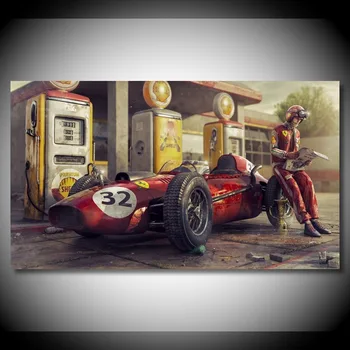 Kanvas Glezna Vintage Automašīnu Plakāti Ferrari Klasisko Sacīkšu Auto 3D Mākslas darbu, Wall Art Attēlu Izdrukas Cuadros Decoracion Dormitorio