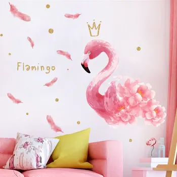 Karaliene Flamingo Sienas Uzlīmes, Guļamistabas Meitenes istaba Dzīvojamā istaba Noņemams Sienas Uzlīmes Vinila Uzlīmes DIY Mājas Sienas apdare