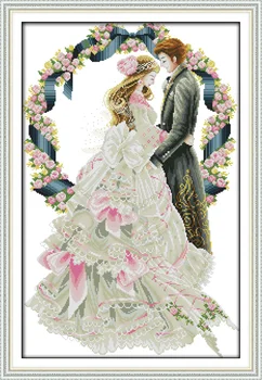 Karaliskās kāzas mīļotājiem dekoru krāsošana ieskaitīts drukāts uz audekla DMC 14CT 11CT Ķīnas Cross Stitch Rokdarbi Komplekti Izšūšanas komplekti